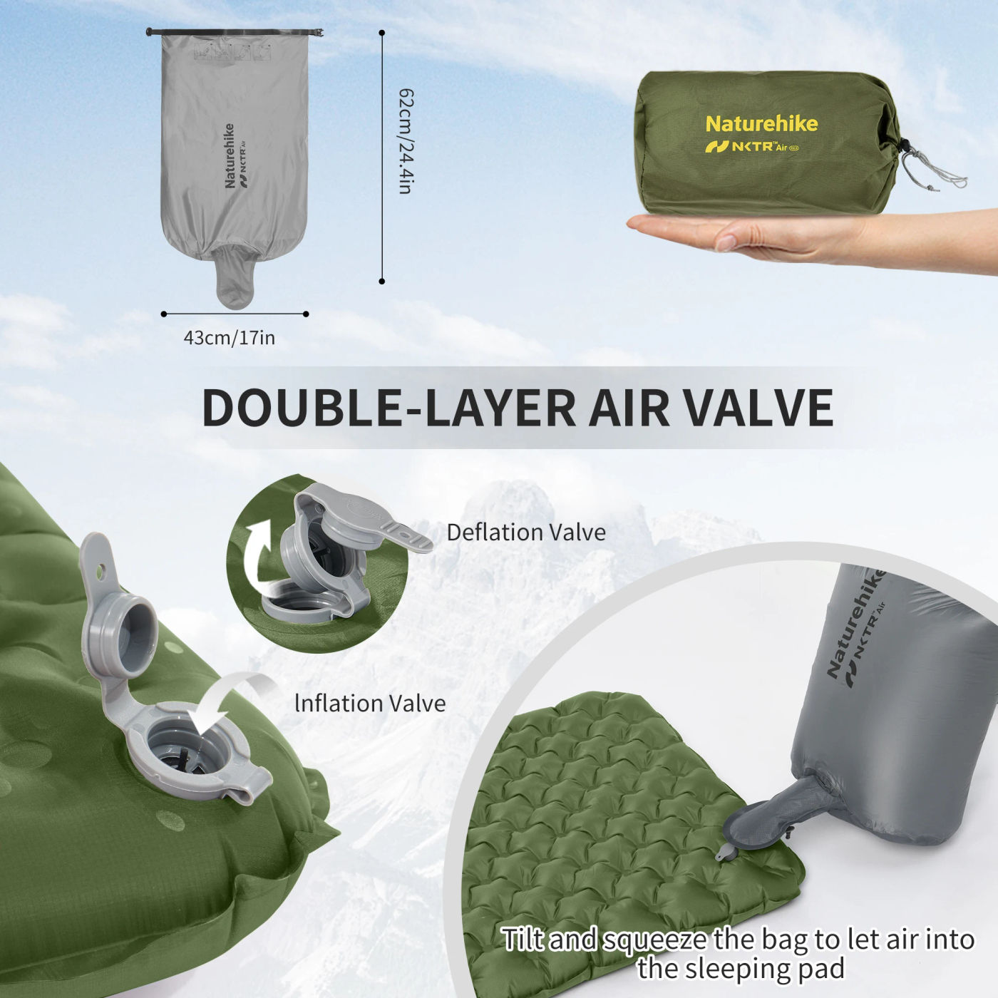 Description Picture 4 of itemNaturehike R-Value 4.6 Inflatable Mattress Camping Ultralight Sleeping Pad Outdoor Portable Single Mattress Without Pillow