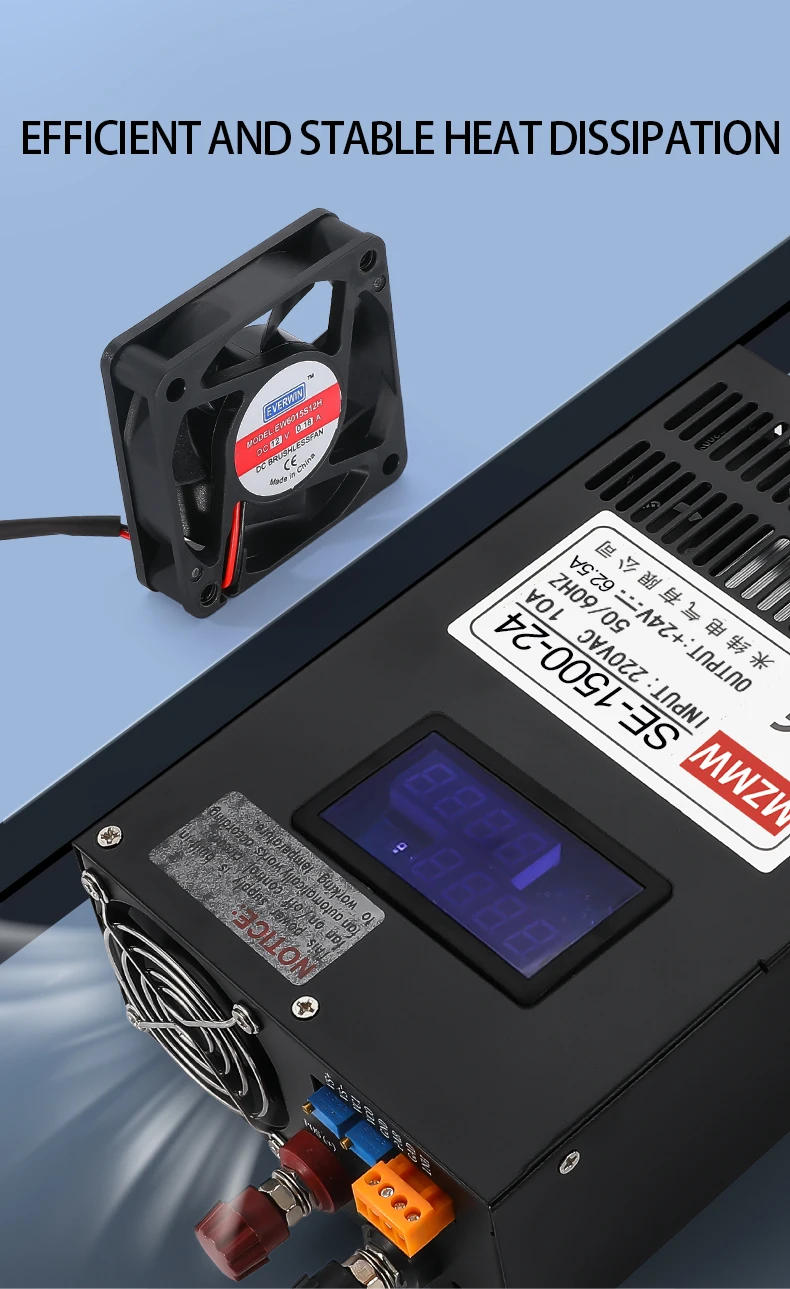 Description Picture 6 of itemMZMW 1500W Switching Power Supply 110V/220V AC-DC 0-12V 24V 36V 48V 60V 72V 80V 110V 150V 220V Adjustable Digital display SMPS