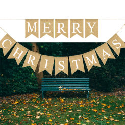 Merry Christmas Letter Banner Bathroom Decorations Pull Flag Burlap Outdoor Wedding Neon Sign Linen Hanging Bow Tie Felt