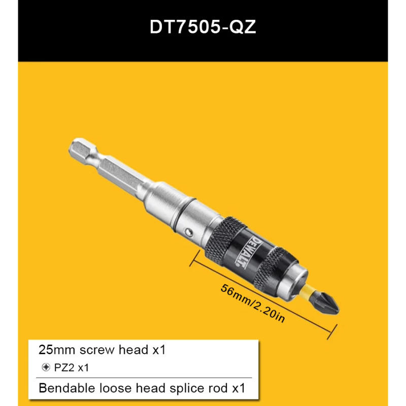 Description Picture 3 of itemDEWALT Extreme Impact Pivoting Bit Tip Holder 1/4 "Hex Quick Change Holder Drive Drill Bit DT7505-QZ