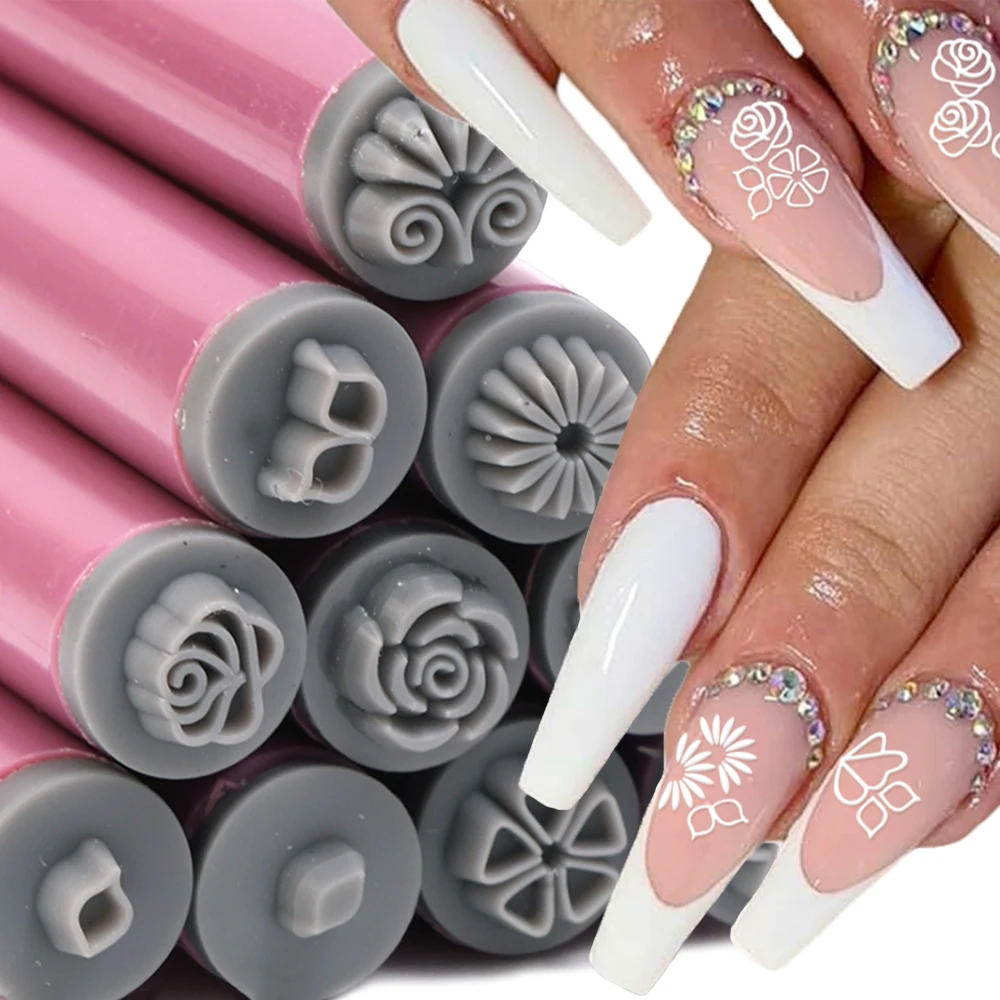 Description Picture 3 of item1-10pcs Flower Butterfly Pattern Nail Stamp Set Multifunctional Nails Painting Tool Nail Doodle Pen Art Brushstroke Templates