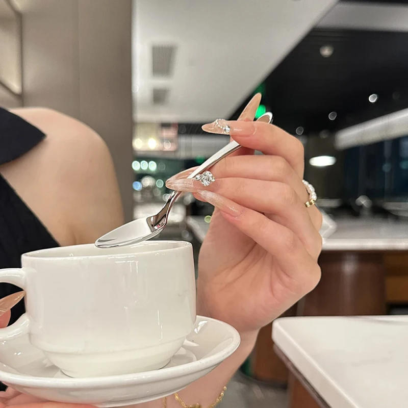 Description Picture 5 of item6/12/24PCS Stainless Steel TeaSpoons Cutlery set Creative Coffee Spoon For Ice cream Cake Dessert Scoop Tableware Dinnerware Set