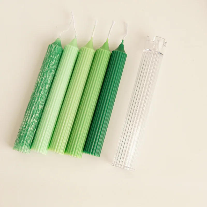 Description Picture 5 of itemGear Peaked Cylindrical Rod Candle Mold Diy Pinstripe Cylindrical Candle Making Supplies Acrylic Pc Plastic Mold Kit Home Decor