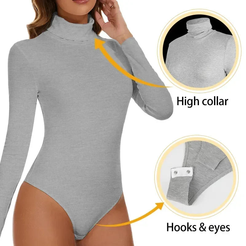 Description Picture 2 of itemWomen's Thermal Underwear Tops High Collar Long Sleeve Bodysuits Soft Keep Warm Cold Weather Compression Bottoming Shirts