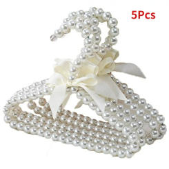 5Pcs Clothes Pearl Hanger Plastic Beaded Bow Clothes Hangers Kids Dress Coat Closet Wardrobe StorageOrganizer Dry Rack Storage
