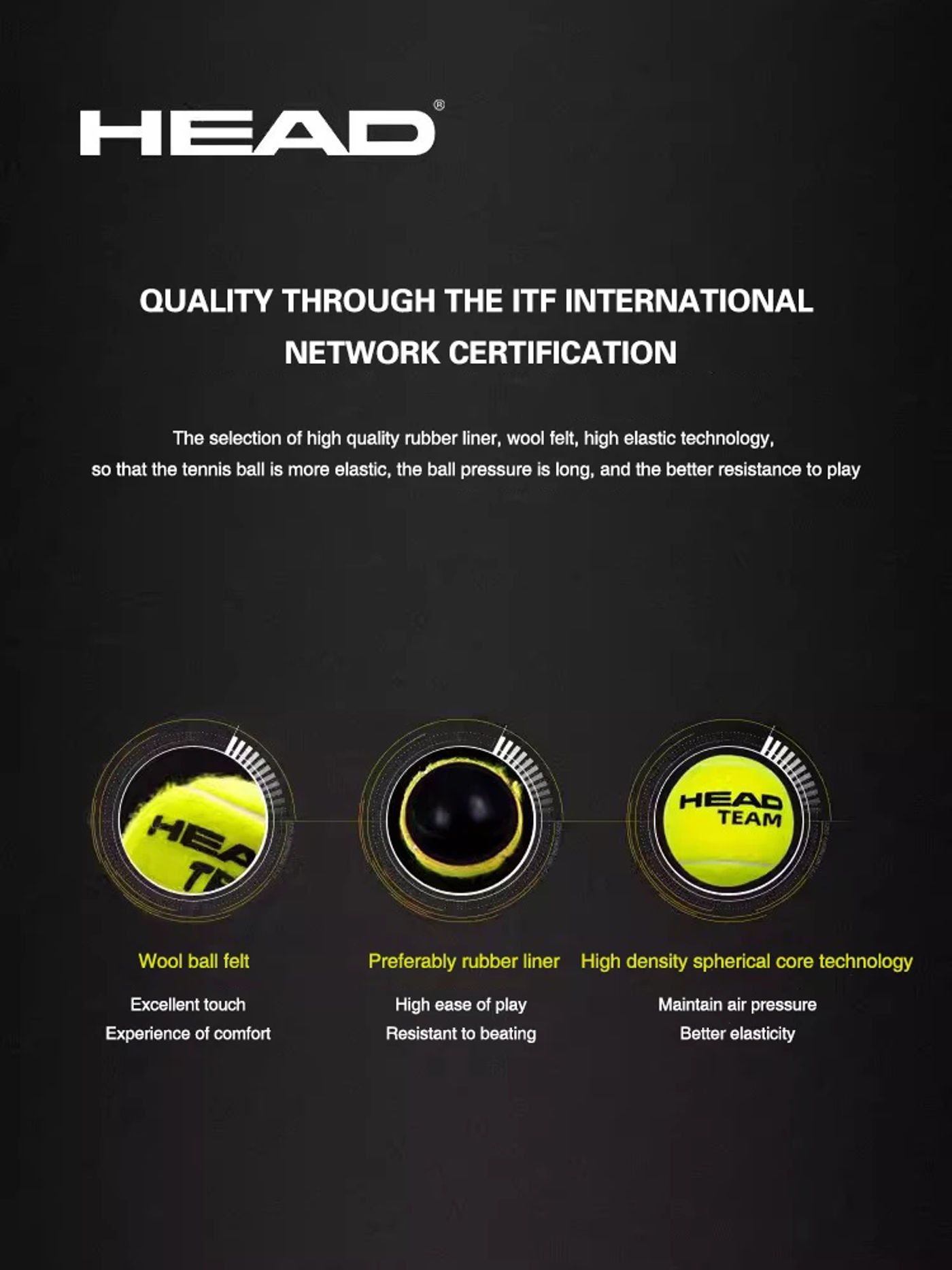 Description Picture 3 of itemGenuine HEAD Professional Tennis Ball 4B Team 3 Tour X Training Ball T 3B Pro Match Balls High Elasticity Resistant Durable