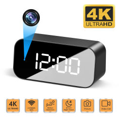 4K HD WIFI Clock Camera 166degree Camera Micro Cam IR Night View Alarm Camcorder Digital Watch Video Mini DVR Oculta Small Cam