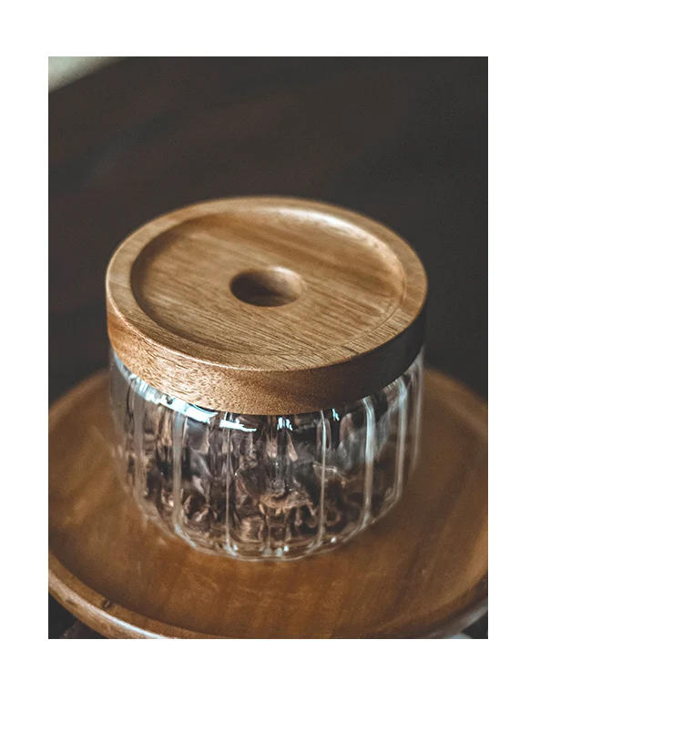 Description Picture 6 of itemWood Lid Orgnizer Glass Airtight Canister Kitchen Storage Bottles Jar Sealed Food Container Ginger Cereal Dispenser Stash Cans