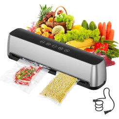 Portable Food Sealer Vacuum Machine with Free Bags - Automatic and Food Saver for Home Kitchen With vacuum-sealed suction tube