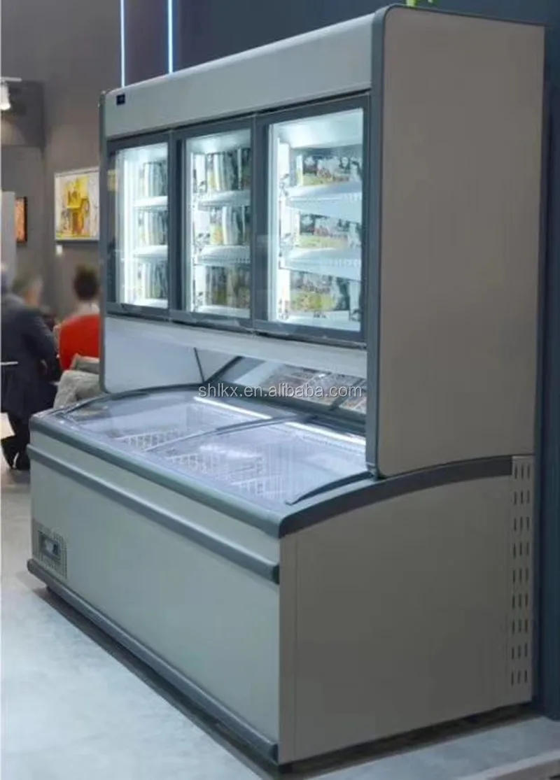 Description Picture 6 of itemSupermarket KCE refrigerator and freezer combined cabinet display fridge glass door frozen half freezer half refrigerator