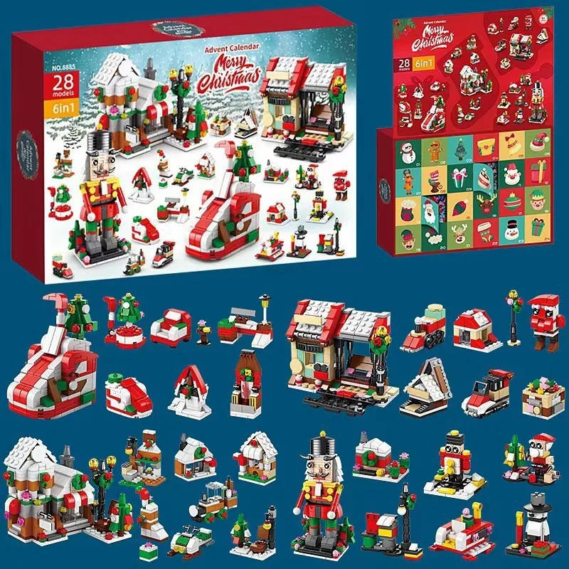 Description Picture 5 of item2025 Christmas Series Building Blocks Gift Box for Kids 24Days Christmas Advent Calendar DIY Nutcracker Santa Claus Bricks Model