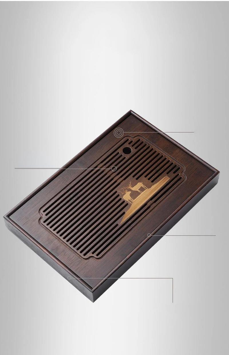 Description Picture 5 of itemChinese Natural Bamboo Tea Tray Water Storage Kung Fu Tea Set Household Rectangular Tea Board Chinese Tea Storage Tray