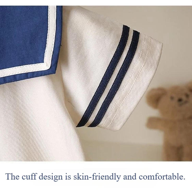 Description Picture 6 of item2025 Baby Navy Style Short-Sleeve Romper - Summer Newborn Outfit with Shorts, Breathable Cotton Casual Wear 0-24M