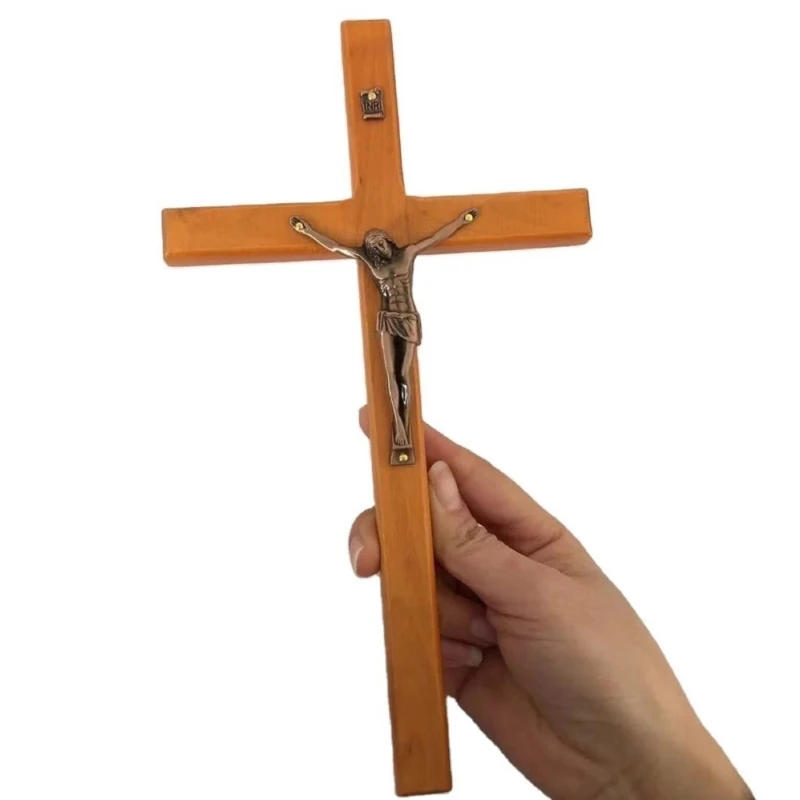 Description Picture 5 of itemWood Crucifix Wall Cross Catholic Jesus Christian Wall Hanging Cross Prayer Ornaments Religious Gift Church Decoration 87HA