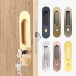 New Zinc Alloy Sliding Door Lock Hidde Anti-theft Door Pull Lock Hardware Furniture Hidde Handle Lock Sliding Door