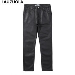High Quality Luxury Black Waxed Casual Pants Jeans