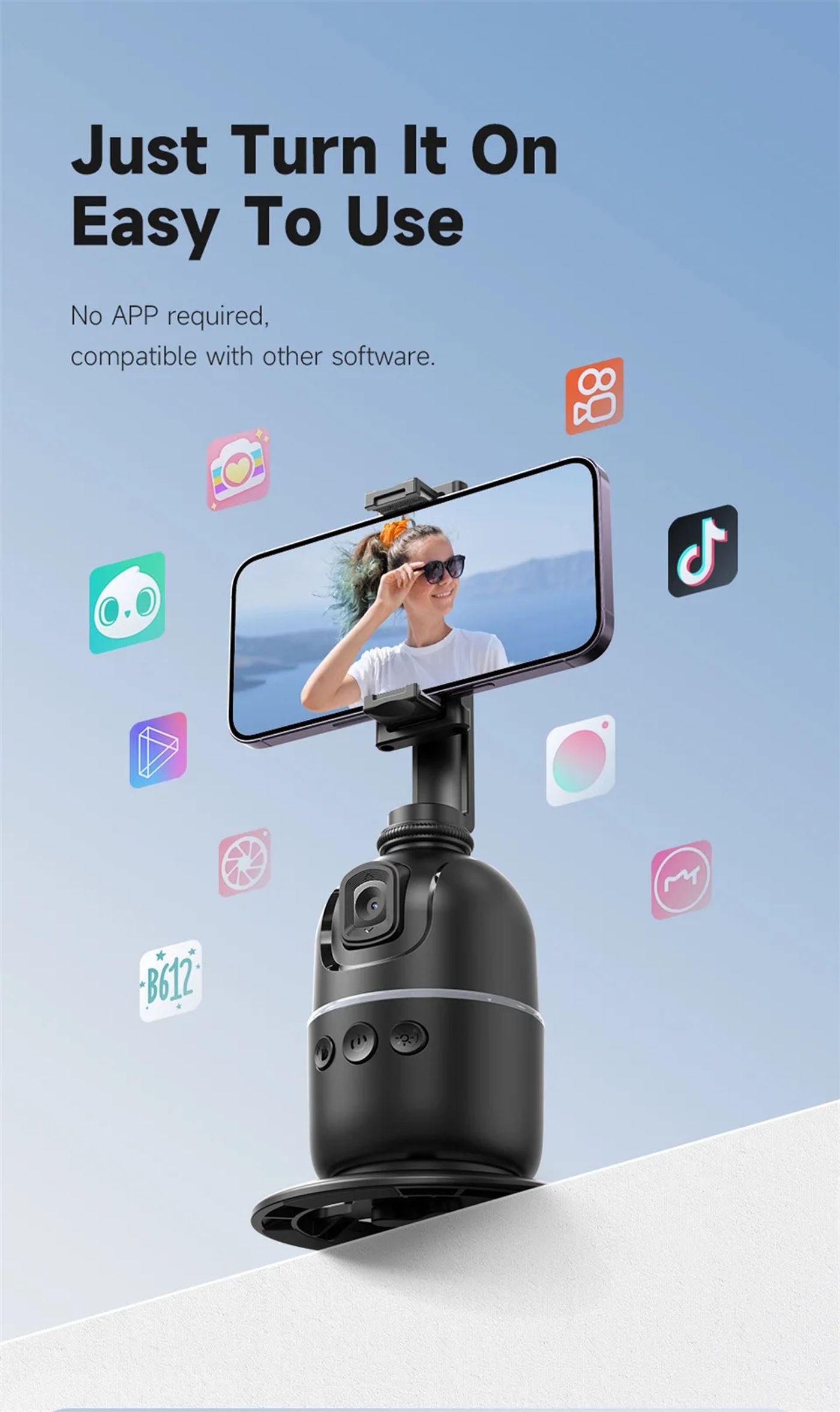 Description Picture 5 of itemDesktop intelligent 360 ° automatic face tracking gimbal with dual light rotation stabilizer suitable for smartphone video Vlog