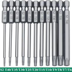 11PCS 1/4" Hex Bits Driver Tamper Proof Security Drill Magnetic Bit Set Torx Screwdriver Flat Head F1FC High Quality 50/100mm
