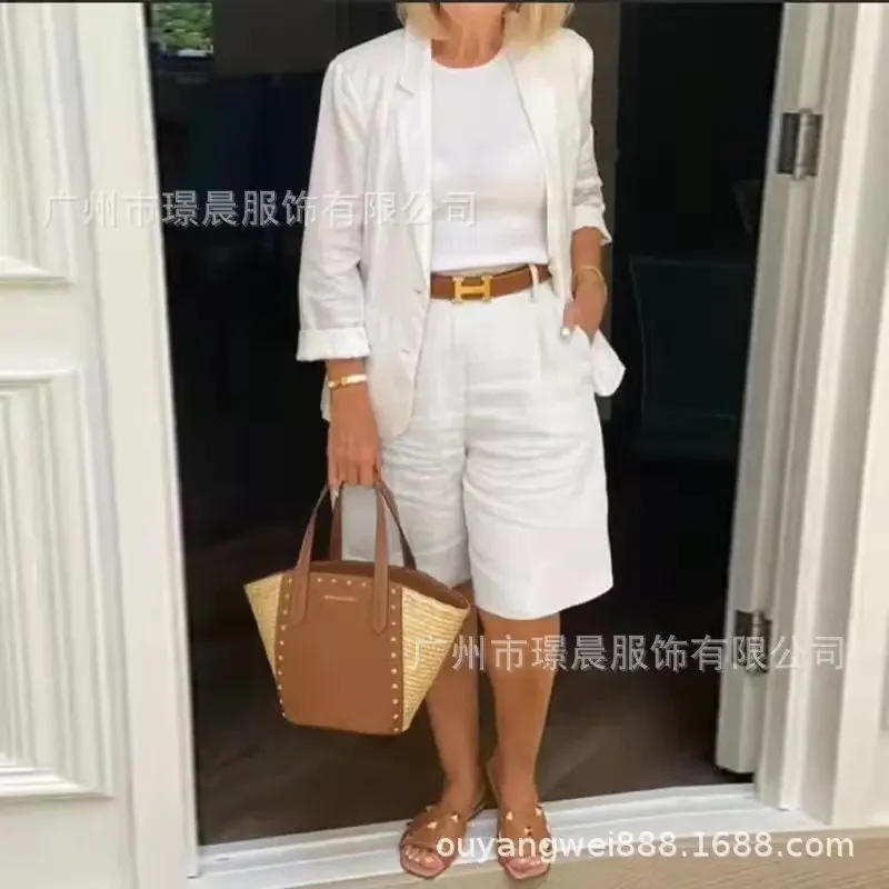 Description Picture 3 of itemWomen's Tracksuit Shirt Shorts Two Piece Set Summer Loose Cardigan Tops Mini Shorts Suit Female 2023 New Causal Ladies Outfits