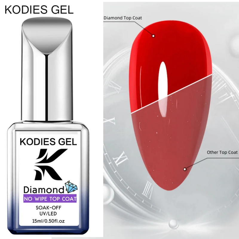 Description Picture 2 of itemKODIES GEL Upgrade Diamond Top Coat Gel Nail Polish 15ML Longer Super Shine Glass Finish UV Gel Varnish Semi Permanent Manicure