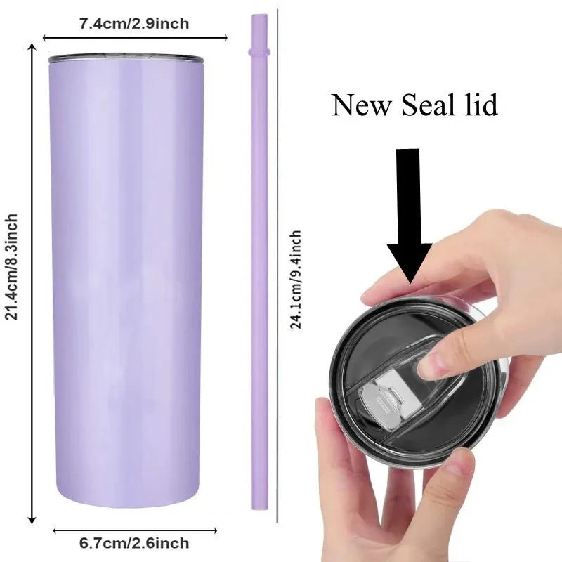 Description Picture 3 of item20oz Stainless Steel Skinny Tumbler Vacuum Insulated Double Wall Water Bottle With Straw Lid Travel Cup Gift For Hot Cold Drinks