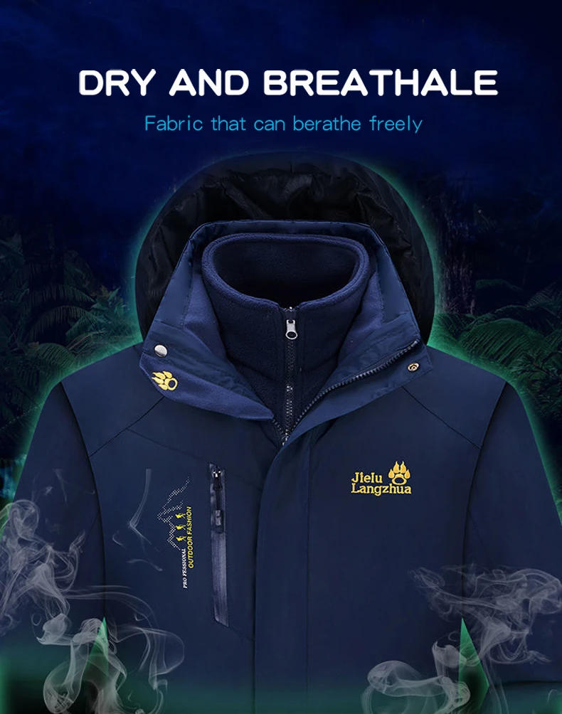 Description Picture 5 of itemMen's Waterproof Hiking Jackets Winter Men Windbreak Fleece Thick Warm 3 In 1 Camping Hunting Fishing Coats Male Large Size