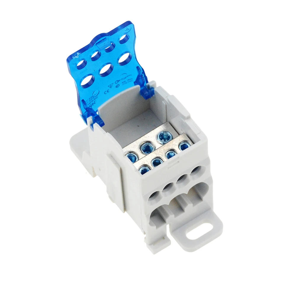 Description Picture 5 of item1PC UKK80A Terminal Block 1 in many Out Din Rail distribution Box Universal Electric Wire Connector RED YELLOW BLUE GREEN