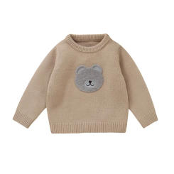 Baby Boy Girl Knit Sweater Bear Embroidery Crew Neck Long Sleeve Pullover Tops for Fall Winter