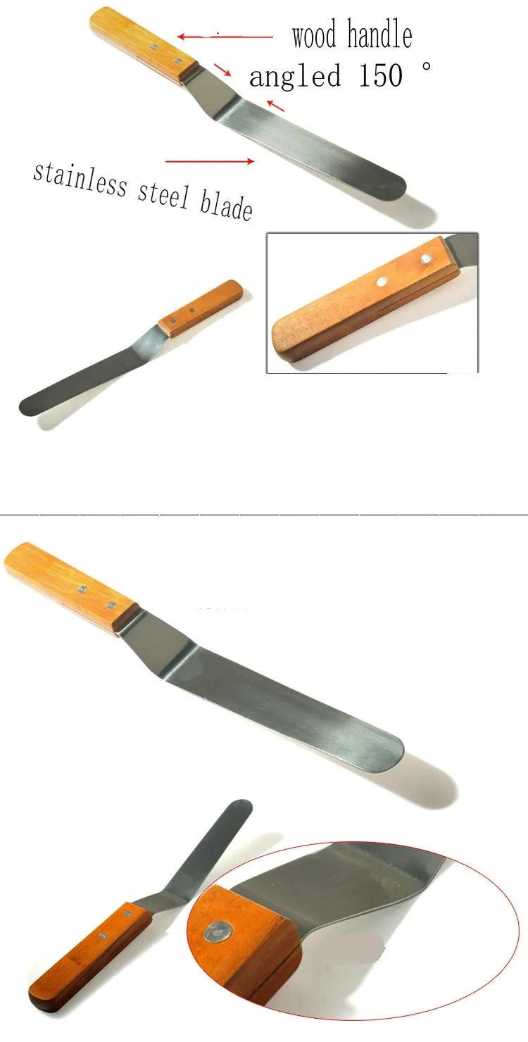 Description Picture 3 of itemSpatula Palette Knife Wooden Handle Stainless Steel Blade Cheese Dessert Jam Spreaders Smoother Butter Cake Decorating Tools