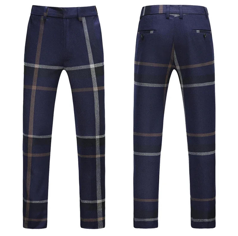 Description Picture 6 of item2024 Men's Pants and Vest Set 3-piece/Business Leisure Fashion 3-piece Set Checkered Suit Coat Pants and Vest