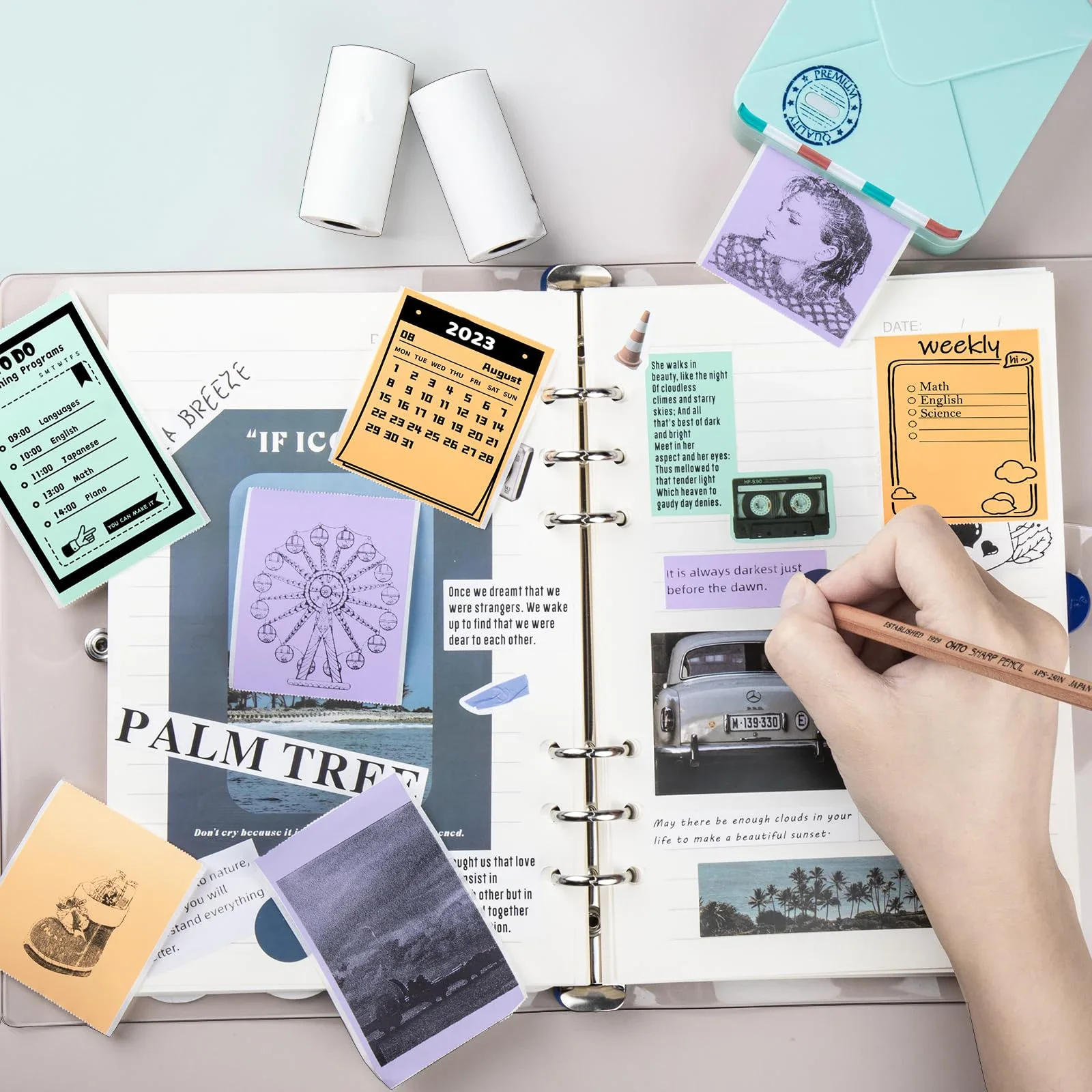 Description Picture 6 of itemThermal Adhesive Paper Sticker Mini Printer  Inkless Printing Photo Picture For Kids DIY for Photo Journal Notes Memo