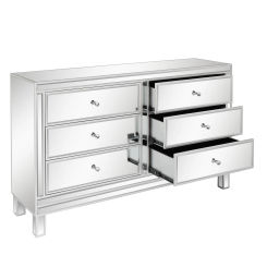 Brand Unique Mirrored Glass TV STAND with 6 Drawers