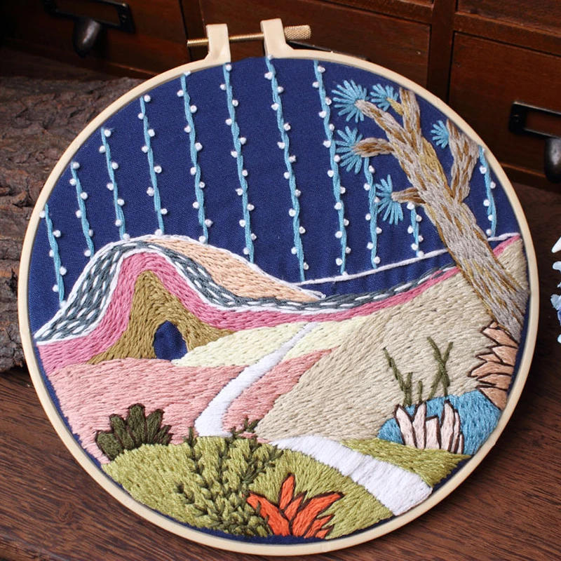 Description Picture 6 of itemEmbroidery Starter Kit with Building Pattern Cross Stitch Set Stamped Embroidery Kits Embroidery Pattern