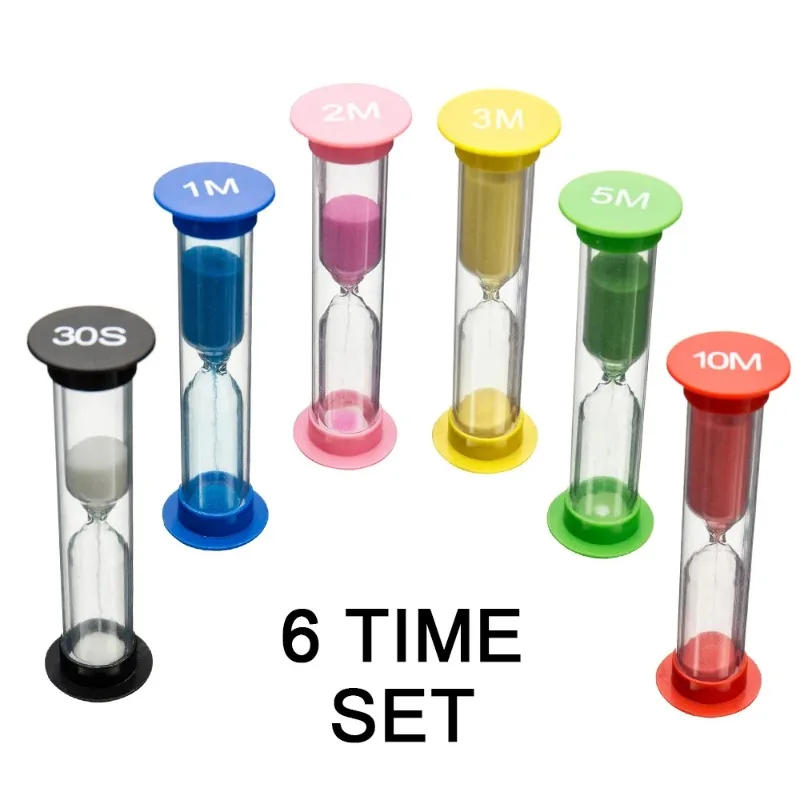 Description Picture 3 of item1/6pcs Sand Timer Colorful Small Hourglass Timer 0.5/1/2/3/5/10 Minutes Sand Clock Timer For Kitchen Kids Room