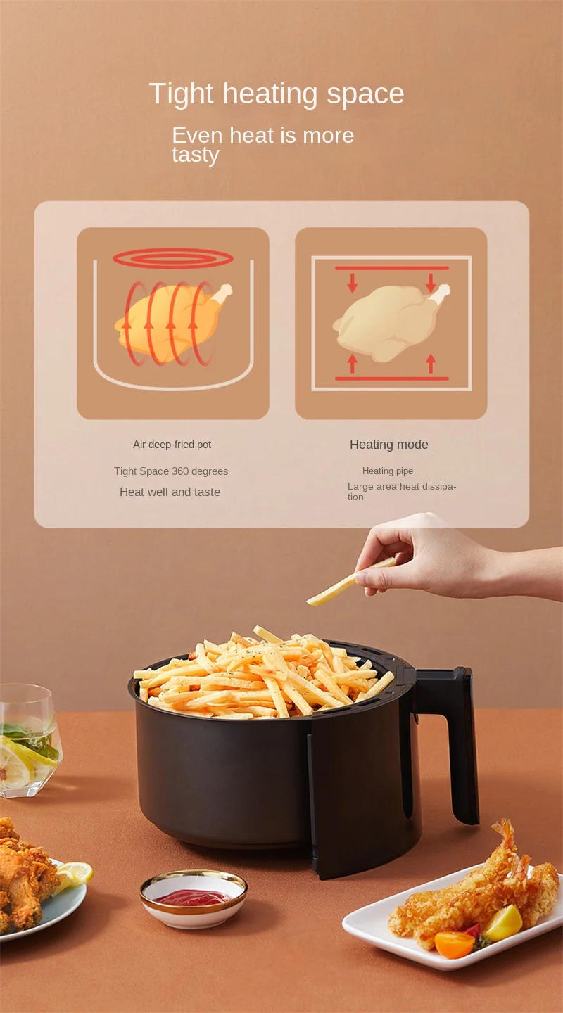 Description Picture 6 of item4.5L Air Fryers Without Oils Automatic Intelligence Electric Air Pan Multifunctional Air Fryer Oven Airfryer Accessories Kitchen