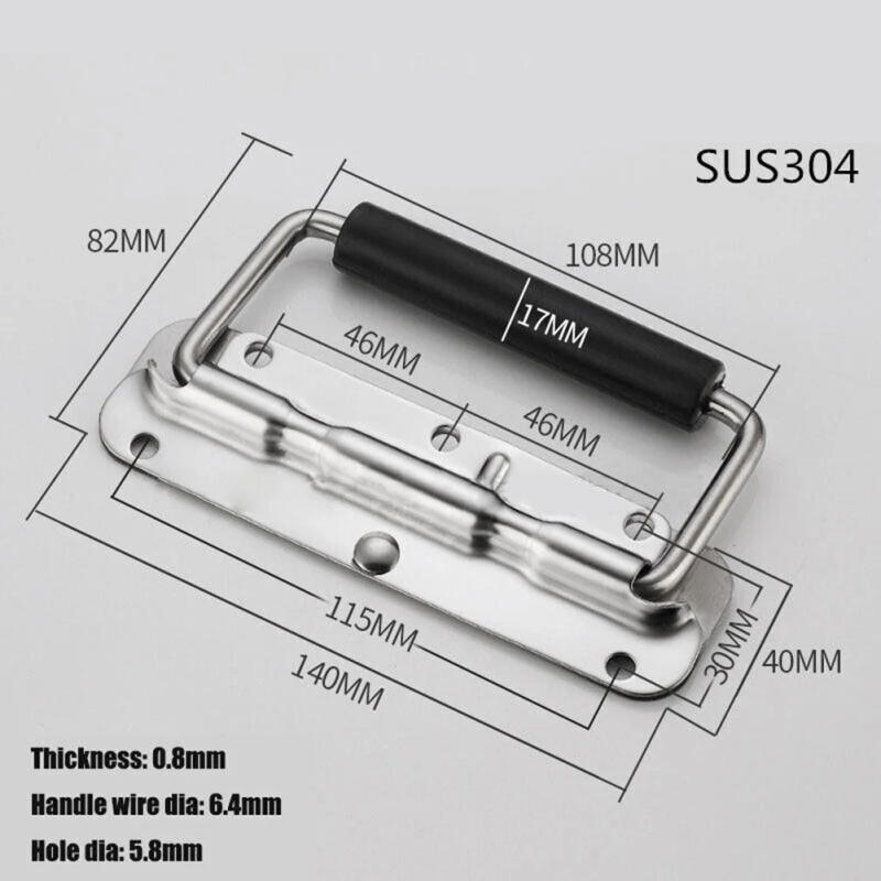 Description Picture 6 of itemFolding Spring Handle Prop Box Pull Handle Heavy Duty Carry Speaker Case Box Handle 304 Stainless Steel Cabinet Drawer Knobs