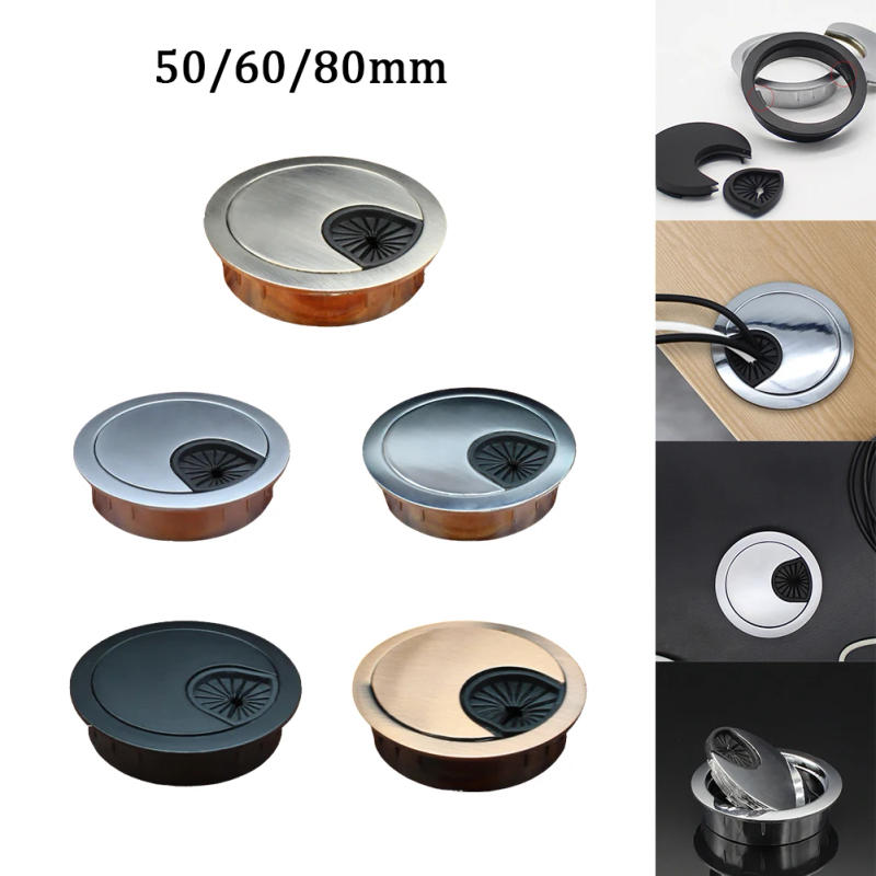 Description Picture 3 of itemZinc Alloy Cable Hole Cover 50mm/60mm/80mm Computer Metal Grommet Desk Table Cable Tidy Outlet Wire Cover For Home Office