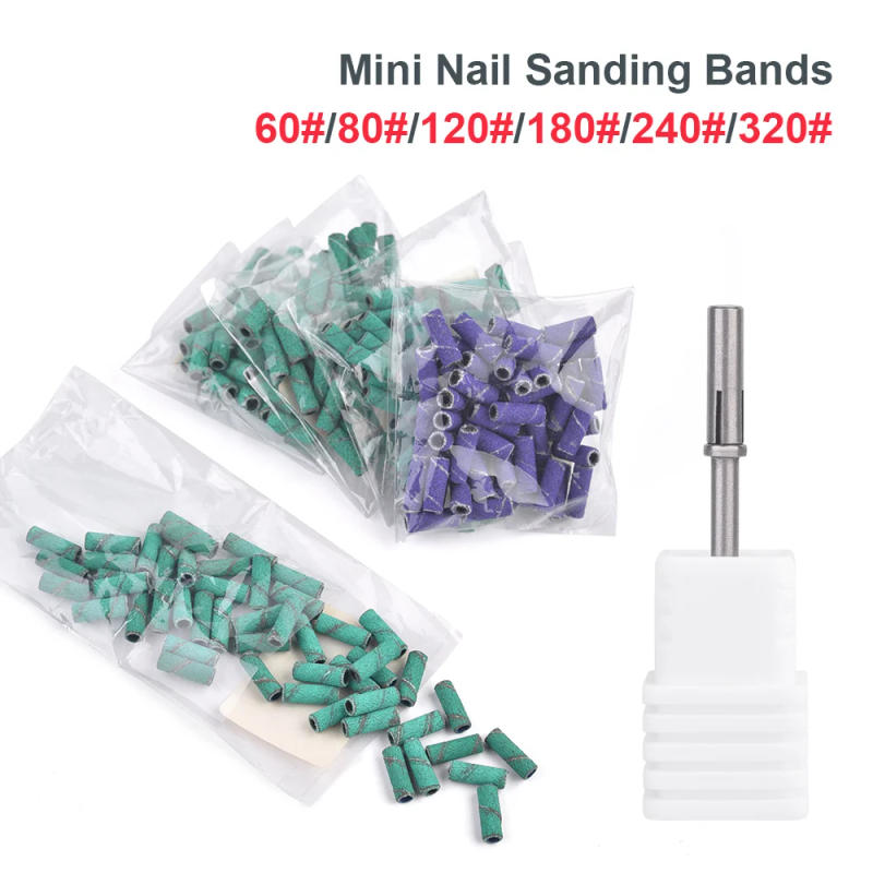 Description Picture 5 of itemKADS 3mm Small Mini Sanding Bands with Mandrel for Nails 60 80 120 150 180 240 Grit Nail Drill Bits Manicure Pedicure Tool White