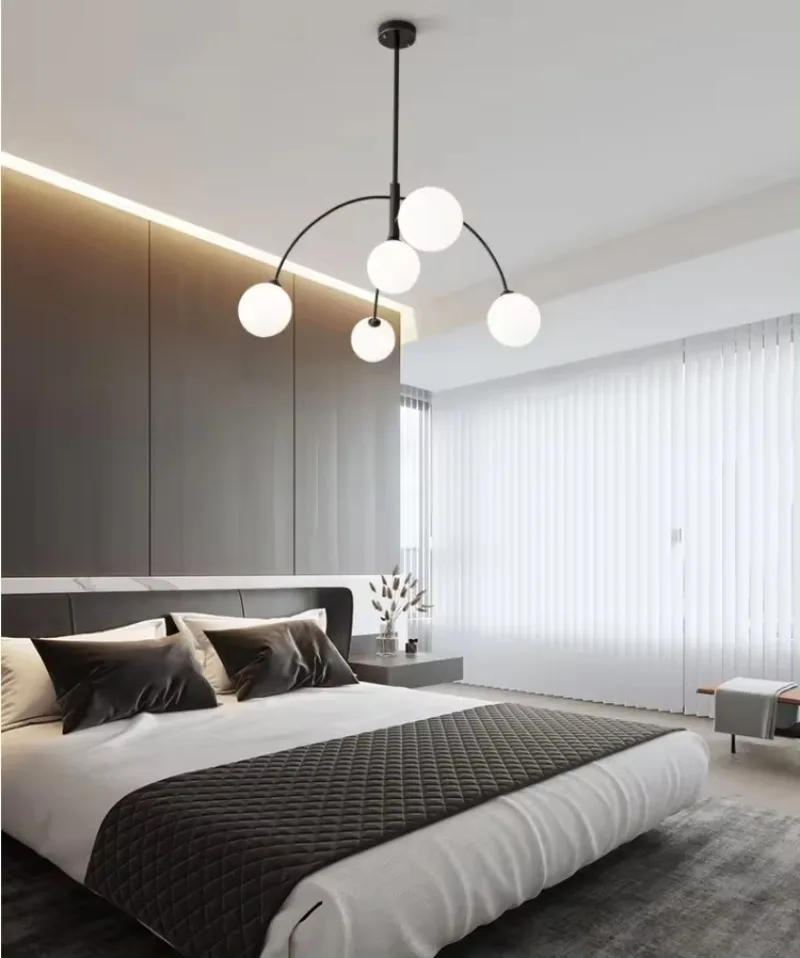 Description Picture 5 of itemModern Metal Chandelier Nordic Minimalist Home Decor Hotel Lobby Dining Room Ceiling Living Room Pendant Lamp Full Set of Lights