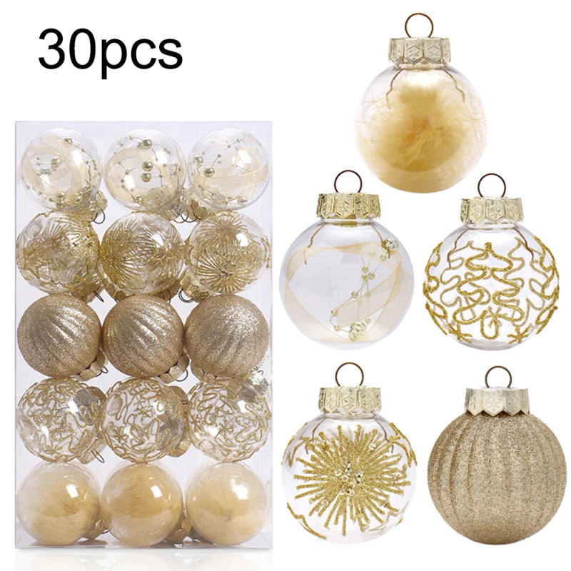Description Picture 6 of item30pcs 6cm Christmas Balls Ornaments Gold & White Painted Shatterproof Festival Decoration 2024 Christmas Home Decoration Props