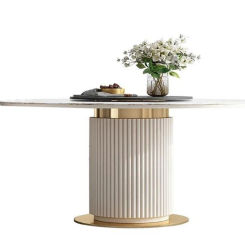 Luxury Marble Top Minimalist Round Sliding Dining Table With 4 Chairs For Small Apartment Home Furniture Kitchen Table