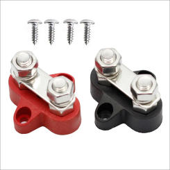 M6 M8 48V Junction Block Bus Bar 5/16" Terminal Block Insulated Dual Heavy Duty Power Distribution Stud Positive Negative RV