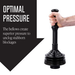 1 Piece High Pressure Thrust Plunge Black Plastic Removes Heavy Duty Clogs From Clogged Bathroom Toilets