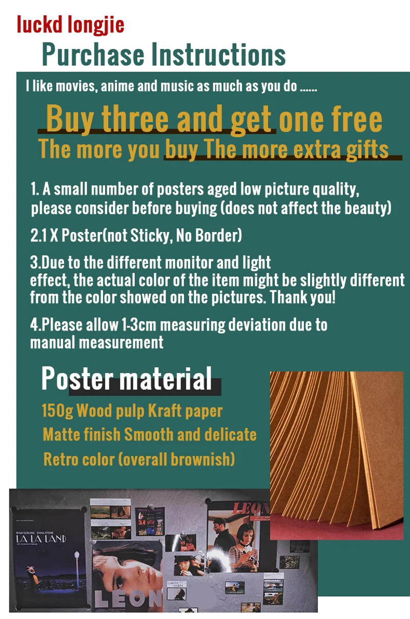 Description Picture 3 of itemAnime Poster A Silent Voice Posters Retro Kraft Paper Vintage Home Decor Painting Living Picture Gift Wall Stickers Cafe