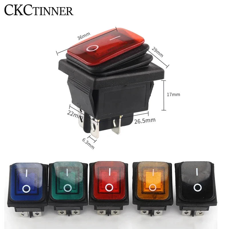 Description Picture 3 of item1PCS KCD4 Rocker Switch Power Switch ON/OFF 4Pin/6Pin With Light Power Switch Switch cap 16A 250VAC/ 20A 125V 29*36mm