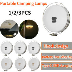 3-1PCS Rechargeable Camping Light Outdoor Tent Light 7 Gear Emergency Car Maintenance Work LED Lantern Flashlight USB Type-c
