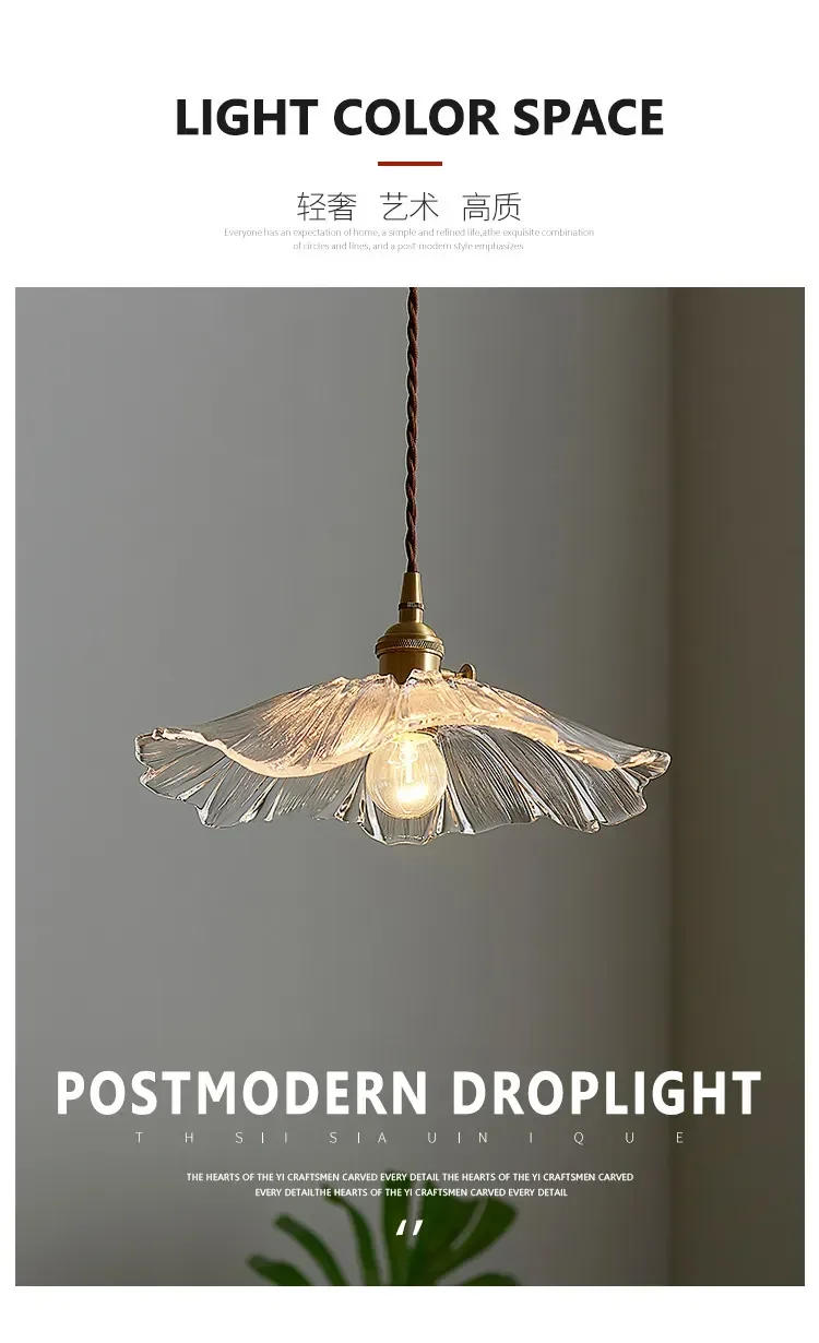 Description Picture 2 of itemVintage Pendant Lights Flower Glass Hanging Lamps Home Decoration Lighting Living Room Bedroom Bedside Light Fixture Indoor Shop