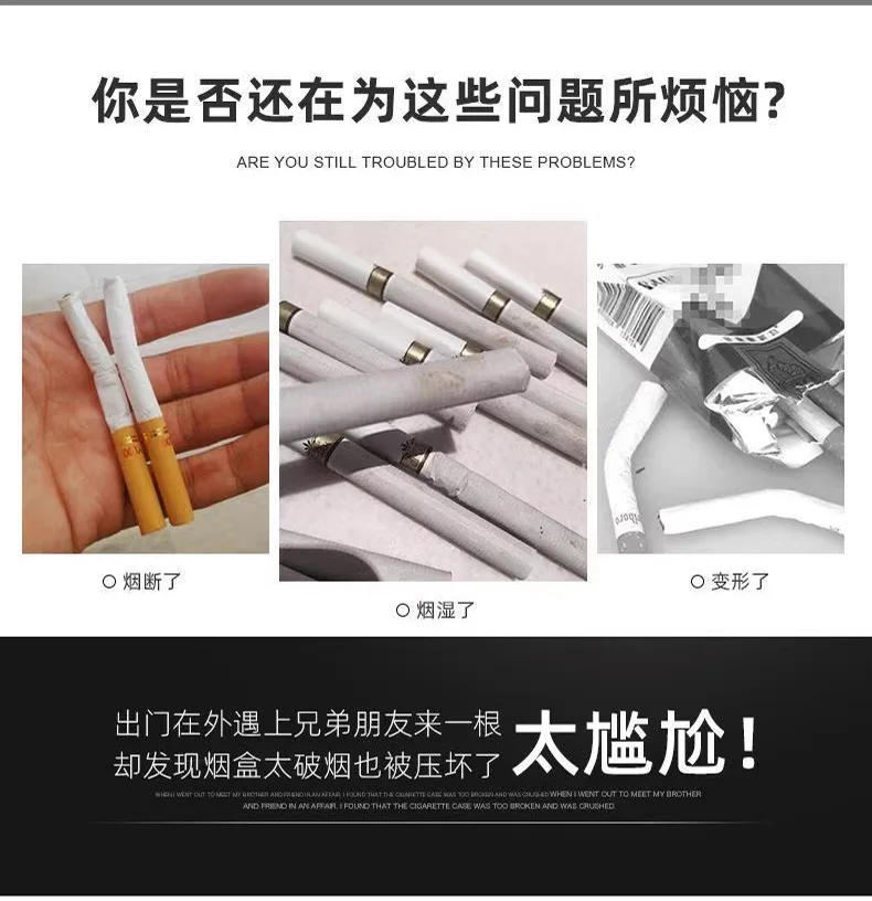 Description Picture 5 of itemGift for Men's Protable Leather Cigarette Box Cigar Case Metal Leather Smoking Accessories Cigarette Lady Storage Cover Hold
