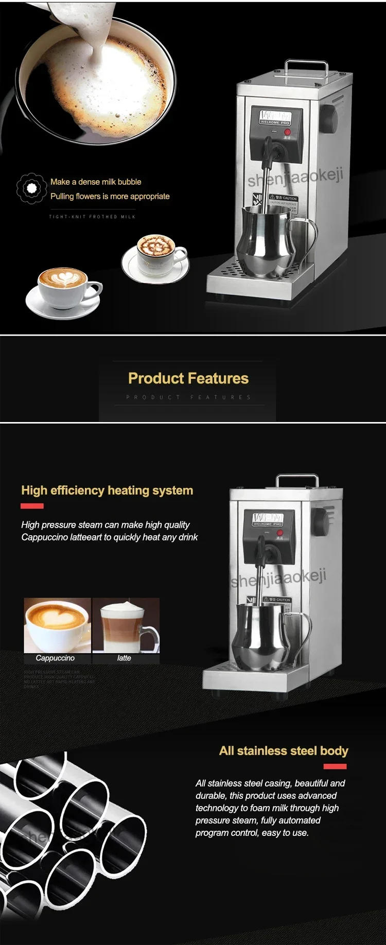 Description Picture 4 of itemSteam Generator Steam Milk Whisk Coffee Lahua Milk Frother Milk Beverage Machine