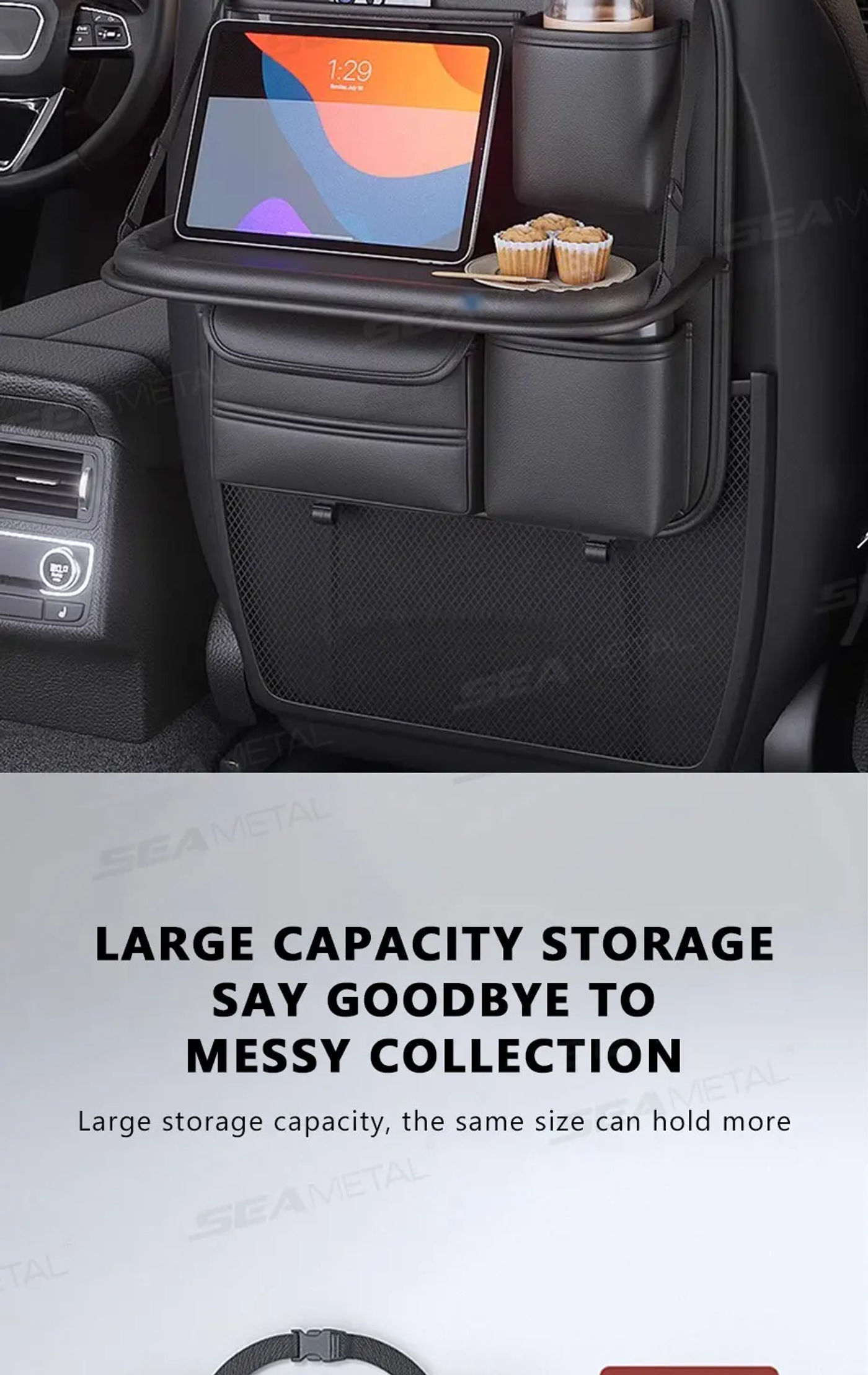 Description Picture 5 of itemCar Seat Back Storage Bag Foldable Table for Kids Dinning Watching Movie Foods Drink Holder Auto Backseat Organizer Accessories